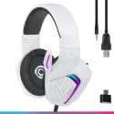 Wired Gaming Headset with Adjustable Microphone Compatible with PS5 PS4 Switch Xbox PC Mac LED Gaming Headset 50mm Speakers Comfortable and Breathable Wired Jack - Meteor (Frost White)