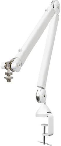 Rode Procaster Cardioid Dynamic Broadcast Microphone with PSA1+ Microphone Boom Arm White PSM1 Shockmount and XLR Cable