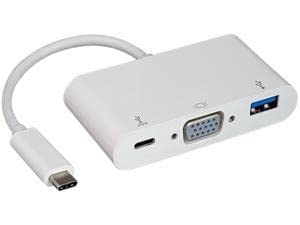 Nippon Labs USB 3.1 Type C to USB 3.0 / VGA/Type C Charging HubSupports 1920 x 1200 @ 60Hz White Charging Adapter 30UC-CVGAU3C