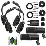 Zoom ZDM-1 Podcast Mic Pack Podcast Dynamic Microphone ZHP-1 Headphones TPS-4 Tripod Windscreen 2-Meter XLR Cable for Recording &amp Streaming Podcasts + Cleaning kit (Pack of 2)