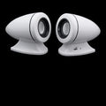 White Tapered Shaped Laptop MP3 3.5mm USB Pair Speakers