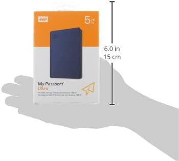 WD 5TB My Passport Ultra Blue Portable External Hard Drive backup software with defense against ransomware and password protection USB-C and USB 3.1 - WDBFTM0050BBL-WESN