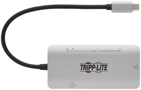 TRIPP LITE Three USB-A Ports USB-C Hub USB 3.2 Gen 1 5 Gbps Data Transfer 100W Power Delivery Charging 20V 5A Gigabit Network Port Sturdy Aluminum Housing 3-Year Warranty (U460-003-3AGALC)
