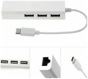 3-Ports USB 3.1 Gigabit Ethernet Port RJ45 Wired Network Adapter Hub to 1000Mbps