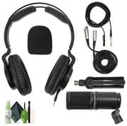 Zoom ZDM-1 Podcast Mic Pack Podcast Dynamic Microphone ZHP-1 Headphones TPS-4 Tripod Windscreen 2-Meter XLR Cable for Recording &amp Streaming Podcasts + Cleaning kit