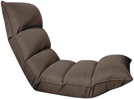 Folding Floor Chair Portable Padded Lounge Chair with 42 Positions Adjustable Lazy Sofa Sleeper Recliner for Reading Gaming Meditation Dark Gray