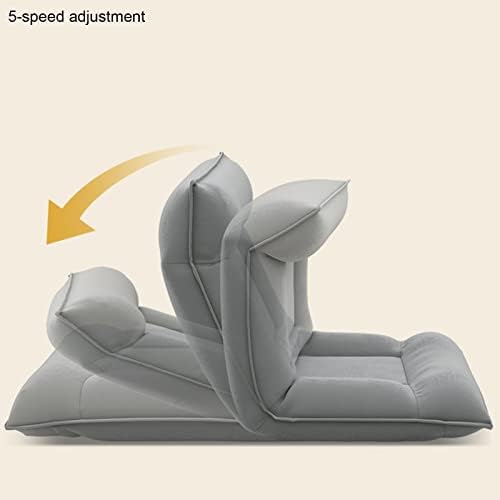 Floor Chair Indoor Adjustable Floor ChairChaise Lounge Sofa Cushioned Floor Chair with Back Support Adjustable 5 Angles Lazy Sofa for Bedroom Office Balcony Reading Removable Washable (Color : Dar