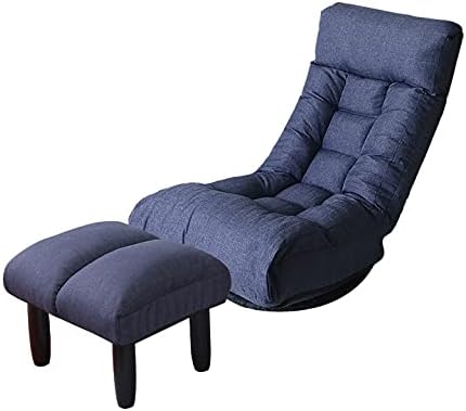 Floor Chair Floor Gaming Chair Comfy Chair Swivel Adjustable Chair with Ottoman (Navy)