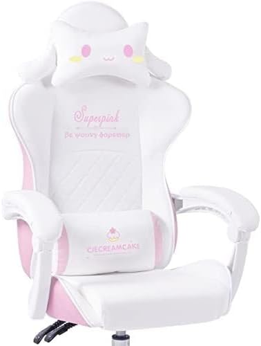 Gaming Chair Racing Style High Back Ergonomic Video Chair with Lumbar Support Flip-Up Arms Adjustable Headrest PU Leather(Pink 2)