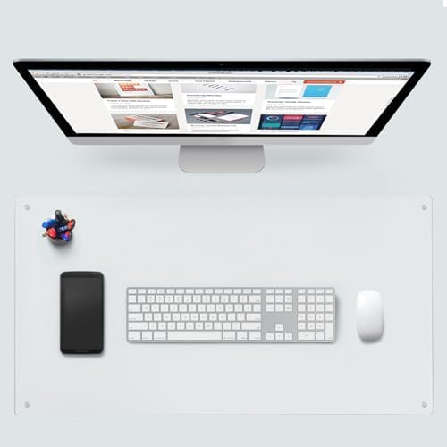 Glass Mousepad Desk Mat 16 x 12 Tempered Desk Protector Pad for Desktop Desk Cover for Wooden Craft Vanity Desk Topper Small