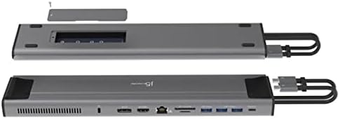 j5create USB C Dual 4K 60Hz Display Docking Station (12-in-1) Built-in M.2 SSD Slot HDMI DisplayPort 10Gbps USB-A Card Reader PD 100W Ethernet for 2021 MacBook Pro (JCD552)