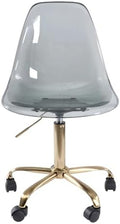 Modern Gaming Chair with Acrylic Base and Rolling Function Black and Gold