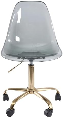 Modern Gaming Chair with Acrylic Base and Rolling Function Black and Gold