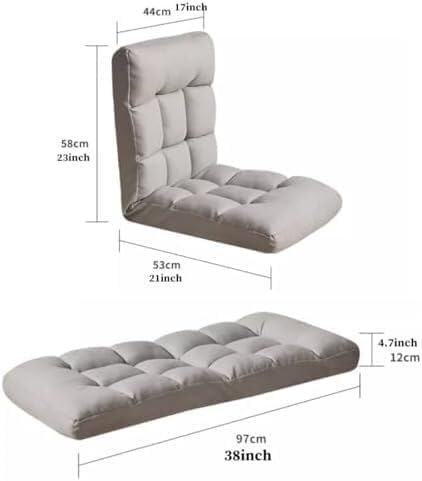 ELEFOCUS Foldable Floor Chair with Backrest Lazy Sofa Meditation Chair 6-Position Backrest Adjustment Floor Chair(/Khaki)