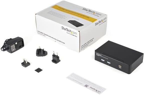 StarTech.com 2 Port USB HDMI KVM Switch with Audio and USB 2.0 Hub - 1080p (1920 x 1200) Hotkey Support - Dual Port Keyboard Video Monitor Switch  TAA (SV231HDMIUA)