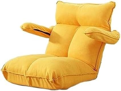 ELEFOCUS Adjustable Floor Chair with Armrests Gaming Chairs for Adults Chaise Lounge Folding Sofa Indoor for Living Room Bedroom(Gelb)
