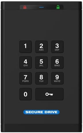 SecureData SecureDrive KP 1TB SSD Hardware Encrypted USB 3.0 External Drive FIPS 140-2 Level 3 Unlock via Keypad TAA Compliant CJIS HIPAA CMMC GDPR Compliant Works with Mac and Win Free AV