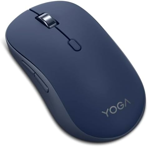 Lenovo Yoga Bluetooth Silent Mouse 3 Level DPI Adjustment 36 Month Battery Life Bluetooth 5.3 3 Device Paring Whisper Quiet Programmable Buttons Smooth Finish Cosmic Blue