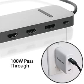 IOGEAR USB-C Triple Display Dock Station - 4K 60Hz - 2 HDMI - 1 DisplayPort - 4 USB 3.0 - Ethernet - 3.5mm Audio - USB-C 100W PD - MacBook Pro/Air Thunderbolt 3 - Type C Laptop - GUD3C4K3