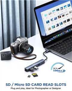 dockteck USB C Hub Multiport Adapter 7 in 1 USB C Dongle with 4K@60Hz HDMI 100W PD USB-C 2 USB-A 5Gbps Data Slots and TF/SD Card Reader Dongle for MacBook Air/Pro Dell XPS Lenovo HP Surface