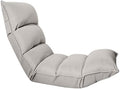 Folding Floor Chair Portable Padded Lounge Chair with 42 Positions Adjustable Lazy Sofa Sleeper Recliner for Reading Gaming Meditation White