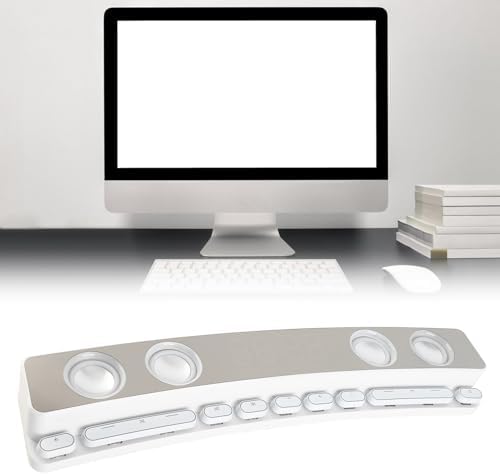 GOWENIC Computer Speaker HiFi Stereo with Dynamic RGB Light Wired Connectivity for Desktop PC Gaming Monitors Projectors Laptops Tablets Phones (White)