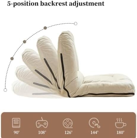 ELEFOCUS Floor Chair with Backrest Foldable Lazy Sofa Meditation Chair Window Chair with 5 Adjustable Positions(/Pink)