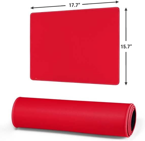Skinit Medium Gaming Mouse Pad - Red Solid Design with Stitched Edges Waterproof Non-Slip Rubber Base Desk Mat for Keyboard &amp Mouse 17.7 x 15.75 inches