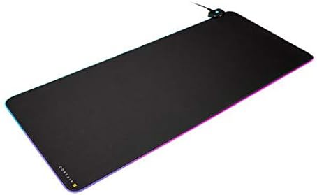 Corsair MM700 RGB Extended Cloth Gaming Mouse Pad - 36.6 x 15.8 - 360° RGB Lighting - Two USB Port Hub - Thick Rubber - Black