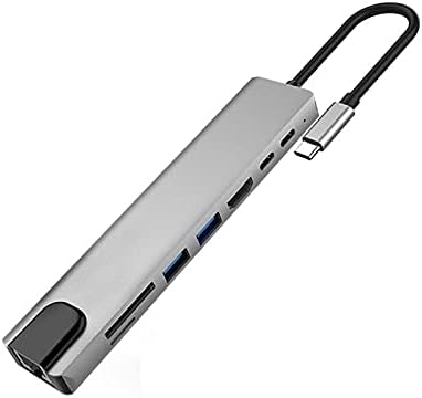 8 in1 USB C to Type C USB 3.0 Hub 4K HDMI Ethernet Micro SD/TF Card Adapter Dock