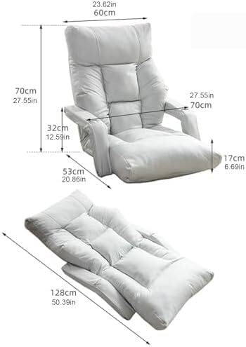 ELEFOCUS Floor Chair Lazy Sofa with Back Support Folding Floor Lounger with Adjustable Armrests for Bedroom Living Room(Orange)