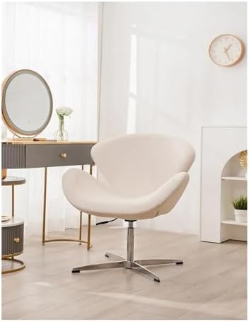 Ergonomic Gaming Chair Rotating Single Person Sofa Internet Celebrity Leisure Chair Yellow Flannel Swivel Computer Office Chair Quiet Cream Breeze Swan Design