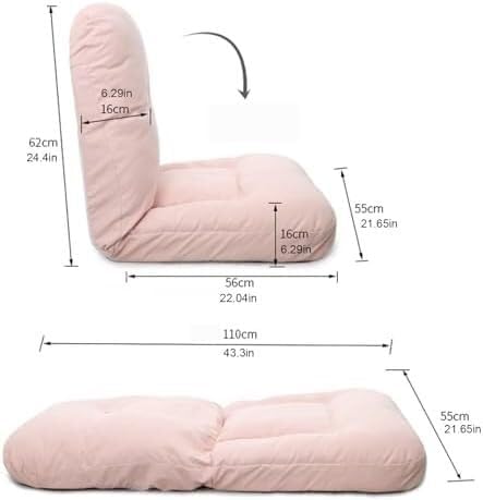 ELEFOCUS Floor Chair Adjustable Fully Foldable Lazy Sofa Padded Couch Lounger with Back Support for Reading in Living Room(Rosa)