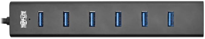 Tripp Lite 7-Port USB-A Mini Hub - USB 3.2 Gen 1 Up to 5 Gigabits per Second Strong Aluminum Housing International Plug Adapters for UK EU Australia - 1-Year Warranty (U360-007-AL-INT)