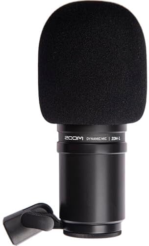 Zoom ZDM-1 Dynamic Podcasting Microphone + Tripod Boom Microphone Adjustable Floor Stand - Black + XLR to XLR 3M Balanced Interconnect Cable + Goby Labs Sanitizer Spray for Microphones + More