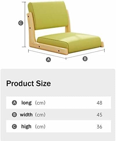 ELEFOCUS Portable Legless Chair with backrest Legless Stool Made of Solid Timber with Comfortable Cotton and Linen Upholstery(Green 2)