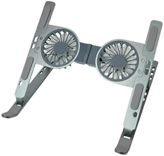 Adjustable Laptop Cooling Stand with 2 Quiet RGB Fans Foldable Ergonomic Design for 10-17” Laptops Aluminum Alloy Perfect for Gaming Office &amp DJ Use