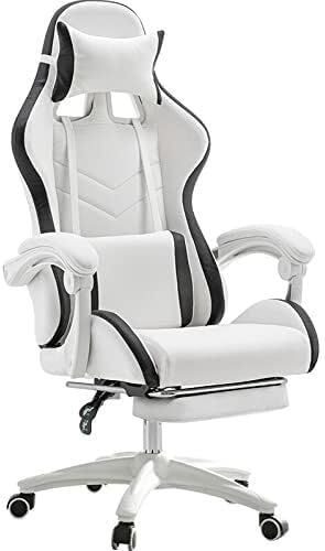 Video Gaming Chair Racing Recliner with Footrest High Back Ergonomic Office Desk Chair Adjustable Armrests (Pink)(Blue)