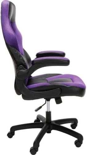 Ergonomic Gaming Chair with High Back Support – Racing Style PC Desk Chair with Recline Function Flip-Up Arms &amp Padded Segments for Comfort (Purple)