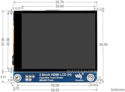 2.8inch HDMI IPS LCD 480×640 Capacitive Touch Display USB-C or I2C Touch Port Adjustable Brightness Fully Laminated Screen Support All Raspberry Pi Jetson Nano PC Windows 11 / 10 / 8.1 / 8 / 7