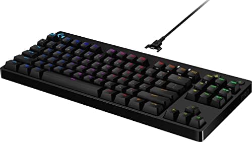 Logitech G Pro TKL Mechanical Wired Gaming Keyboard GX Blue Clicky Switch and LIGHTSYNC RGB Backlit Keys 12 programmable F-key macros Black - 920-009388 (Renewed)