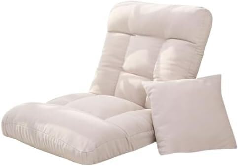 ELEFOCUS Floor Chair with Backrest Foldable Lazy Sofa Meditation Chair Window Chair with Cushion(/Beige B)