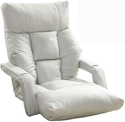 ELEFOCUS Floor Chair Lazy Sofa with Back Support Folding Floor Lounger with Adjustable Armrests for Bedroom Living Room(Beige)