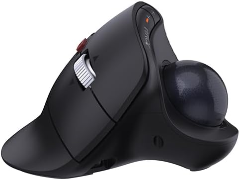 JOMAA Wireless Vertical Trackball Mouse - Ergonomic Design 3-Device Switching 2.4G/Bluetooth 5.0 Rechargeable Type-C Adjustable DPI Compatible with Windows/macOS/iOS/Android (Black)