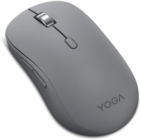 Lenovo Yoga Bluetooth Silent Mouse 3 Level DPI Adjustment 36 Month Battery Life Bluetooth 5.3 3 Device Paring Whisper Quiet Programmable Buttons Smooth Finish Luna Grey