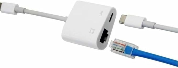 2-in-1 8-pin Lightning to RJ-45 Ethernet and USB-C Adapter - MFi Certified