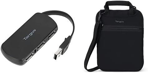 Targus 4-Port USB 2.0 Hub and Targus Vertical Slipcase Messenger Bag Travel Laptop Bag with Hideaway Handles