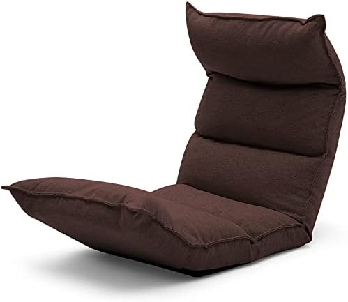 BTZHY Floor Chair Floor Chair Lazy Sofa Reading Chair with Back Support Adjustable 6-Angle Upholstered Single Sofa Bed Chair for Playing Relaxing for Small Rooms (Khaki)