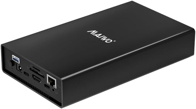 MAIWO USB C Laptop Docking Station with 2.5 3.5 Inch SATA SSD HDD Enclosure HDTV USB Hubs Extension USB-A 3.0 USB-C 3.1 SD/TF Card Reader Gigabit Ethernet 10Gbps