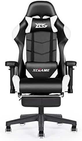 Ergonomic Racing Style Gaming Chair with Reclining Back Footrest Lumbar Support &amp Flip-Up Arms PU Leather Office Computer Chair(Type C)